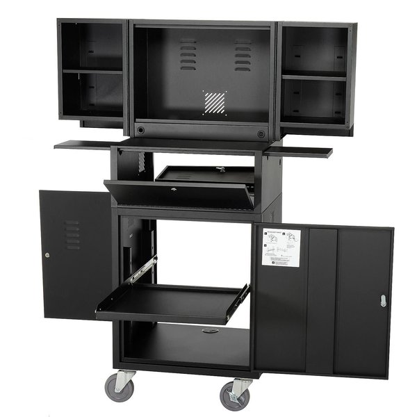 Global Industrial Fold Out Computer Security Cabinet, Mobile, Metal, Black, Assembled 695429BKA